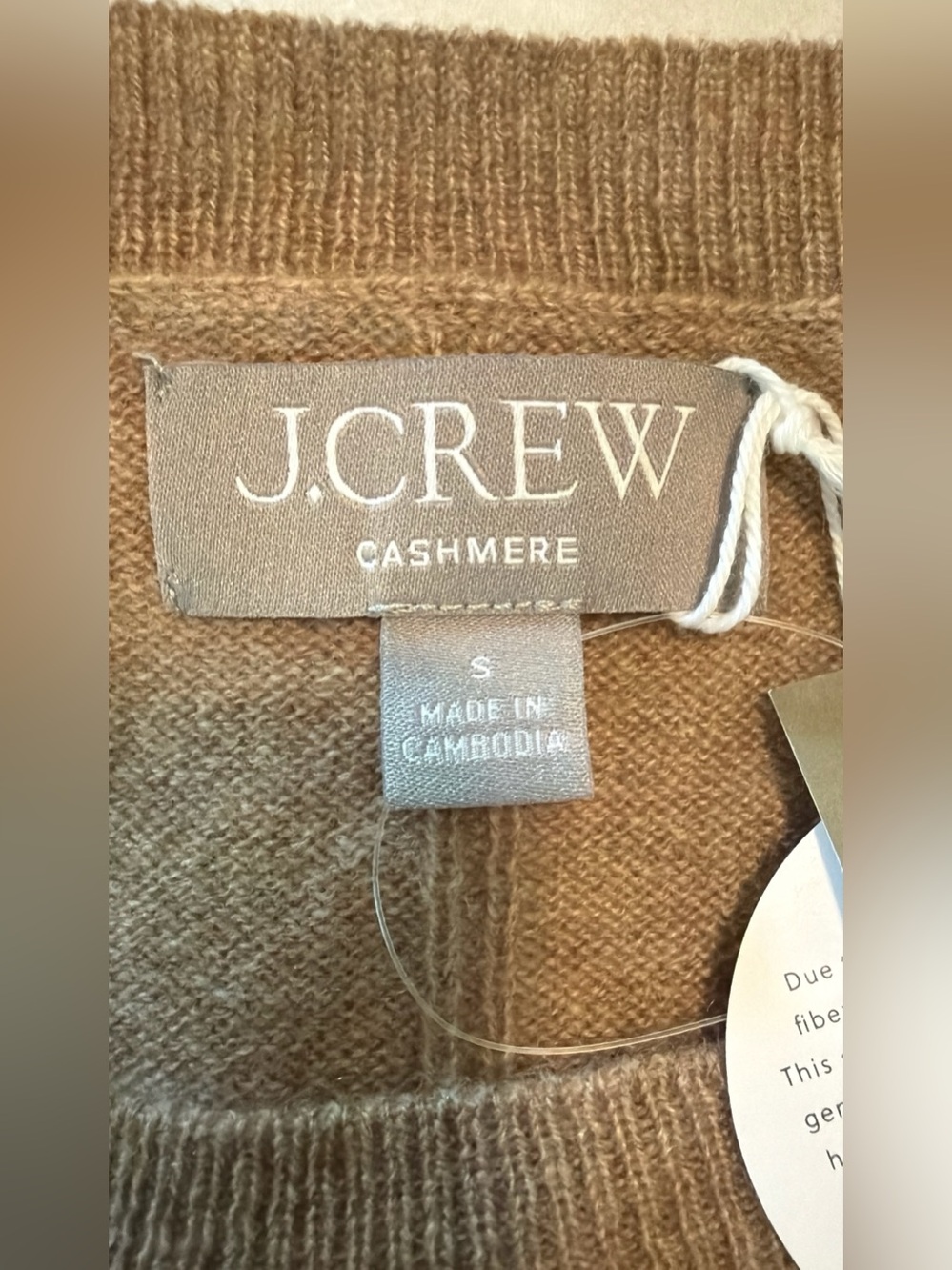 NWT J.Crew Cashmere Classic-Fit Crewneck Sweater Heather Camel S - Picture 7 of 12